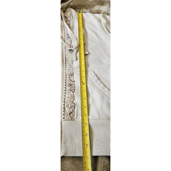 Eddie Bauer Full Zip Hooded Sweatshirt Sherpa Lined Women's Size Medium Ivory - Picture 8 of 13